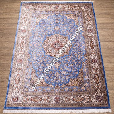 Иранский Шёлковый ковёр Q223 L.Blue